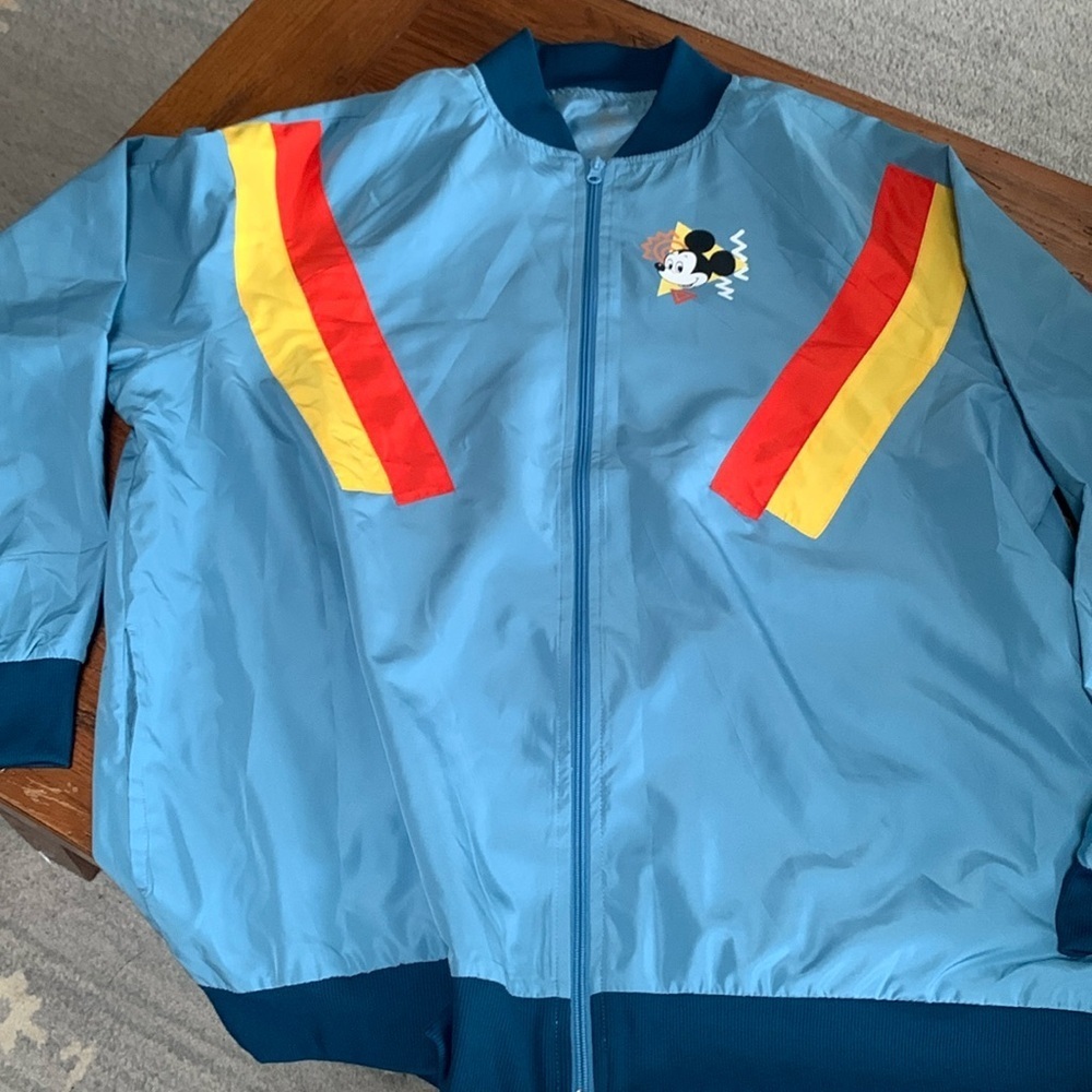 Disney Parks Blue Long Sleeve Zip Mickey Mouse Retro Windbreaker Jacket 2XL - Picture 8 of 8